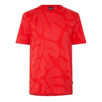 HUGO BOSS Heren Thompson Bladprint T-Shirt (Helder Rood)