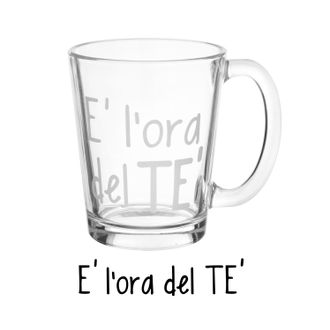 KASANOVA Tazza in vetro 310 ml scritta Ora del t&egrave;
