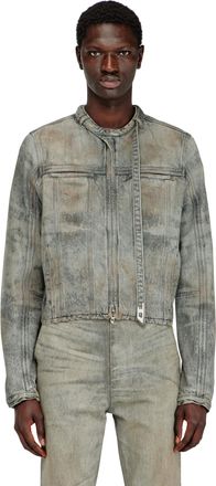 Diesel Jacket in cotton-hemp satin denim - Denim Jackets - Man - Grey