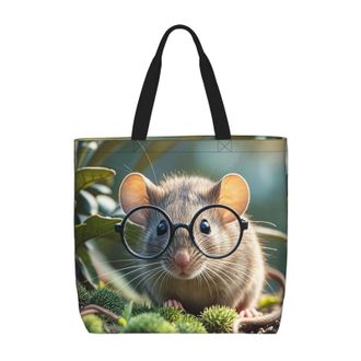 Generic Guinea Mouse With Glasses Tote Bag Large Capacity Handbag Foldable Shopping Bags For Picnic Work Beach