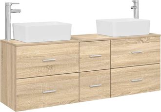 vidaXL Juego De Muebles De Ba&ntilde;o 3 Uds. Roble Sonoma 53 X 34,5 X 63 Cm Vidaxl