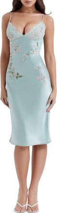 House of CB Fallon Lace Satin Slipdress in Light Jade at Nordstrom, Size X-Large A