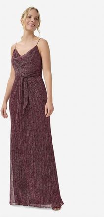 Adrianna Papell Metallic Crinkle Gown In Burgandy
