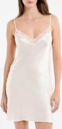 Etam Milky Lace Trim Washable Silk Camisole in Perle at Nordstrom, Size X-Large