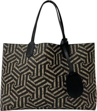 Gucci Black Brown Leather Elastane Tote Bag (Pre-Owned)