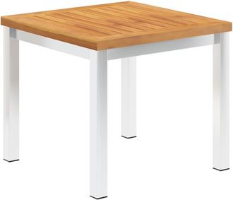 vidaXL Mesa Auxiliar Jard&iacute;n Madera Acacia Acero Inoxidable 45x45x38cm Vidaxl