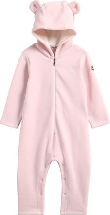 Moncler Fleece Hooded Zip Romper in Pink at Nordstrom, Size 12-18M