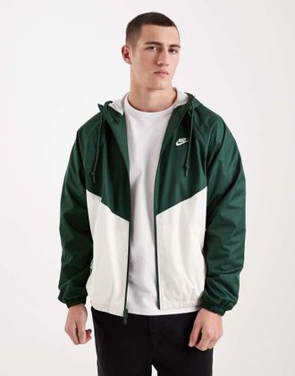 Nike Windrunner - Giacca sportiva verde scuro e bianca