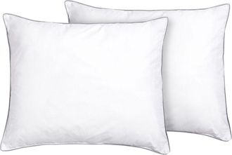 Beliani Conjunto De 2 Almohadas De Algod&oacute;n Blanco Plateado 50 X 60 Cm Poli&eacute;ster Pelister