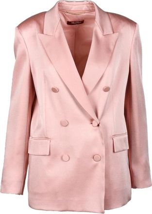 Max Mara Jassen, Dames, Roze, M, Leer, Elegante Jas