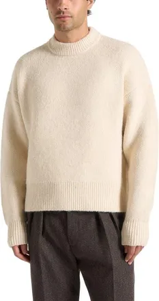 Mani&egrave;re De Voir Brushed Wool Knit Jumper in Cream at Nordstrom, Size Xx-Large