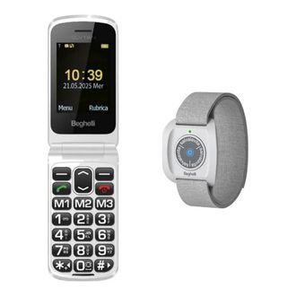 Beghelli Kit Salvalavita Slv30n Gps Plus Eco + Braccialetto Slv Band Plus, Sos Gps, Tasto Emergenza, Display 2.8, Grigio