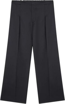 Dondup Wollen gabardine losse Emi broek - Dames - Wijde Broeken - Blauw - XS - Wol - Broeken