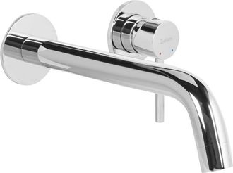 Beliani Beliani - Grifo Monomando De Lat&oacute;n Empotrado Para Lavabo En Pared Plateado Traful