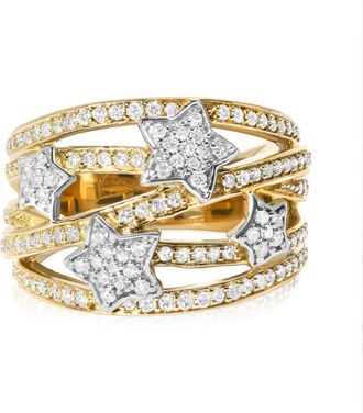 House of Brilliance 18K Yellow Gold Plated.925 Sterling Silver 3/4 Cttw Diamond Star and Galaxy Ring Band