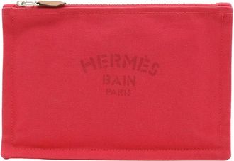 Herm&egrave;s Pre-owned Hermes Toile Bain Yachting Flat Pouch PM Ladies 083VGQE3AWW6O38S