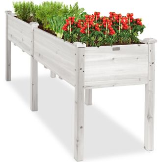Best Choice Products 72x23x30in Raised Garden Bed, Elevated Wood Planter Box for Patio w/ Divider Panel