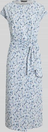 Lauren Ralph Lauren Kleid aus Baumwoll-Mix mit Knoten-Detail in Hellblau Melange, Gr&ouml;&szlig;e L