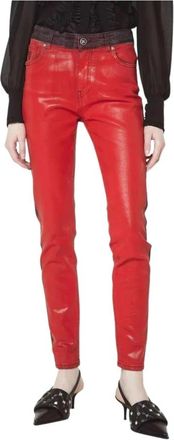 John Richmond Shiny Effect Richmond Jeans - Dames - Leren Broeken - Rood - W25 - Leer - Broeken