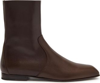 Khaite Colt Glossed Leather Ankle Boots - Brown - 36 (IT36/ UK3)