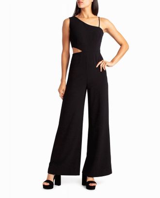 Nicole Miller One Shoulder Montana Jumpsuit In Very Black