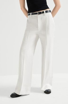 Brunello Cucinelli Loose Flared Trousers in White at Nordstrom, Size 48 It