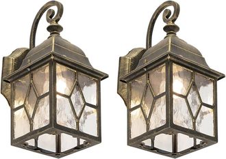 QAZQA Juego de 2 farolillos pared exterior bronce