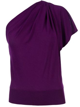 Giambattista Valli asymmetric shoulder top - women - Viscose/Polyester - 42 - Purple
