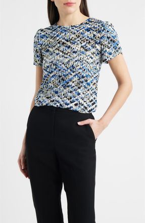 Anne Klein Tulip Sleeve Top in Anne Black Multi at Nordstrom, Size X-Large P