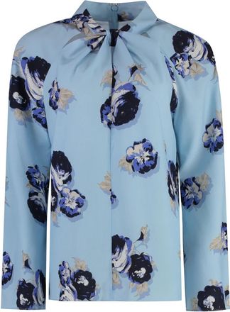 St. John Zijdenmix blouse - Dames - Blouses - Blauw - XS - Rayon - Overhemden