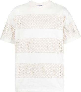 Msgm mesh-panel short-sleeved T-shirt - men - Cotton - S - White