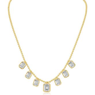 Kenneth Jay Lane Emerald Cut Cubic Zirconia Charm Necklace in Clear Gold at Nordstrom Rack