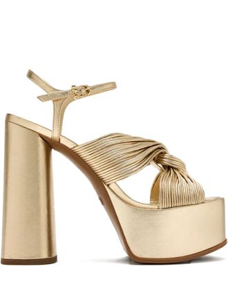Michael Kors 140mm Alessia pleated-knot platform sandals - women - Calf Leather/Calf Leather/Calf Leather - 10 - Yellow