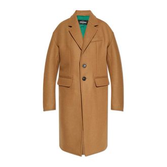 Dsquared2 Single-Breasted Coats, female, Beige, Size: 2XS Wool coat