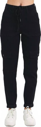 Judy Blue Cargo Cuffed Jogger Pants In Black