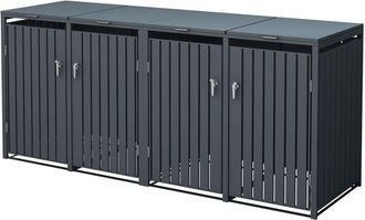 ML Design Ml-design 2x Cobertizo Para Ocultar Cubo De Basura 240l Doble Antracita 264x80x116,3 Cm Caseta De Acero Para Jard&iacute;n Exterior Contenedor Resistente A I