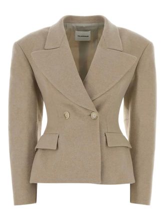 Andamane padded-shoulder wool blazer - women - Wool - 38 - Neutrals