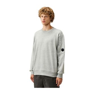 C.P. Company C.P. Company - Sudadera de cuello redondo con vell&oacute;n de rizo diagonal y lente - Sweatshirts & Hoodies - Hombre - Gris - M