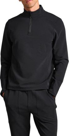 Rhone Covert Rib Quarter Zip Pullover in Black at Nordstrom, Size X-Large
