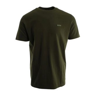 HUGO BOSS Tops, Heren, Groen, L, Katoen, Stretch-katoenen T-shirt met contrasterend logo