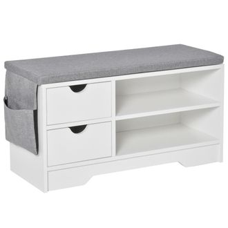 HOMCOM Banco zapatero 80.5x30.5x43.5 cm blanco y gris