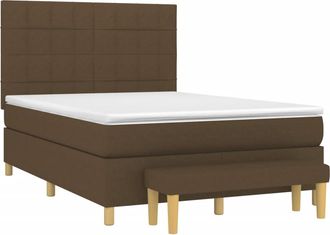 vidaXL Vidaxl - Cama Box Spring Con Colch&oacute;n Tela Marr&oacute;n Oscuro 140x190 Cm