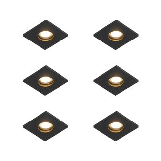 QAZQA Juego De 6 Focos Empotrables Modernos Para Ba&ntilde;o Negros - Doku Aluminio Adecuado Para Led Max. 1 X 50 Watt - Qazqa