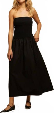 perfectwhitetee Kai Woven Poplin Strapless Dress In True Black