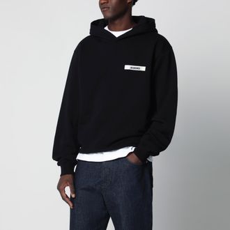 Jacquemus Black Hoodie with Grosgrain Logo