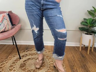 Kancan Tara Slim Boyfriend Jeans In Blue