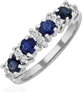 The Diamond Store Sapphire 0.85ct And Diamond 9K White Gold Ring