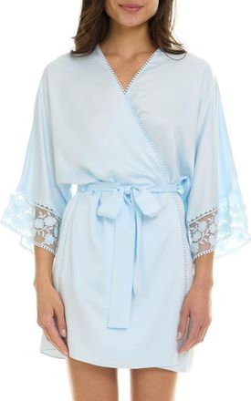 Flora Nikrooz Kylie Charm Satin Wrap in Ice Blue at Nordstrom, Size X-Small