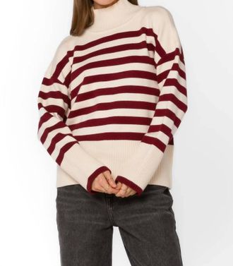 Velvet Heart Kendall Striped Turtleneck Sweater In Cream