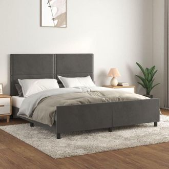 vidaXL Vidaxl - Estructura De Cama Sin Colch&oacute;n Terciopelo Gris Oscuro 160x200cm